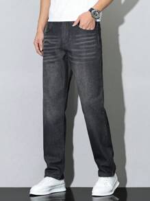 Manfinity Homme Men's Simple Pocket Straight Leg Jeans, Casual Everyday Wear - Multicolor - View 3