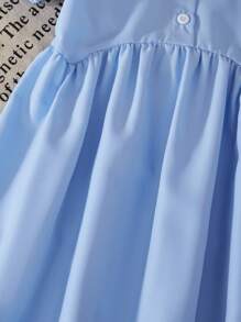 SHEIN Explorewe 年轻女孩甜美圆领荷叶边下摆迷你连衣裙 - 藍色 - 查看 4