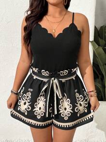 SHEIN Frenchy Plus Size Minimalist-Style Jumpsuit, Suitable For Summer - Multicolor - View 5