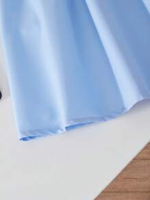 SHEIN Explorewe 年轻女孩甜美圆领荷叶边下摆迷你连衣裙 - 藍色 - 查看 6