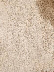 SHEIN Baby Boy Flap Pocket Drawstring Waist Fuzzy Trim Hooded Teddy Lined Coat - Multicolor - View 8