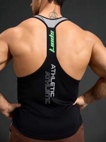 Manfinity Sport Corelite Camiseta sin mangas deportiva con estampado de letras para hombre - Negro - Ver 6