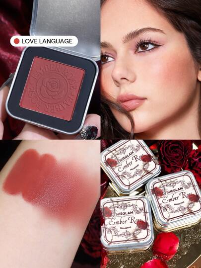 أحمر خدود كريمي من Ember Rose Eternal Flame-Love Language Valentines Cream To Powder Blush Palette-أحمر خدود طبيعي سهل الاستخدام-لا يتلاشى-يدوم طويلاً-علبة أحمر خدود حمره علامة تجارية جمال مكياج مستحضرات تجميل للنساء الفتيات مثالي لفصل الخريف الشتاء مثالي ل- Y2K أزياء أنيقة هدية حفلة جاهز أفضل لون