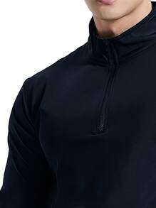 Manfinity Dauomo Men Casual Solid Color Long Sleeve T-Shirt, Autumn, Fall - Royal Blue - View 3