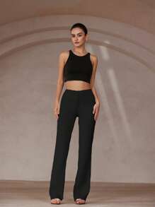 Aveloria Modichic Young Sexy Lady's Flared High Waist Pants - Black - View 3