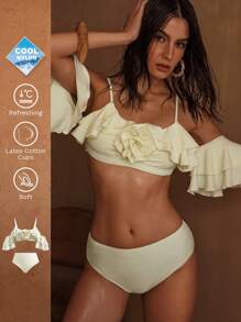 MOTF PREMIUM STEREO FLORAL RUFFLE BIKINI SET FOR SUMMER BEACH VACATION