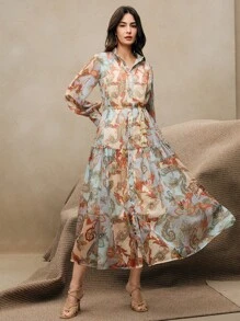 Anewsta 优雅、休闲、节日风格女式花卉印花长裙，春夏季