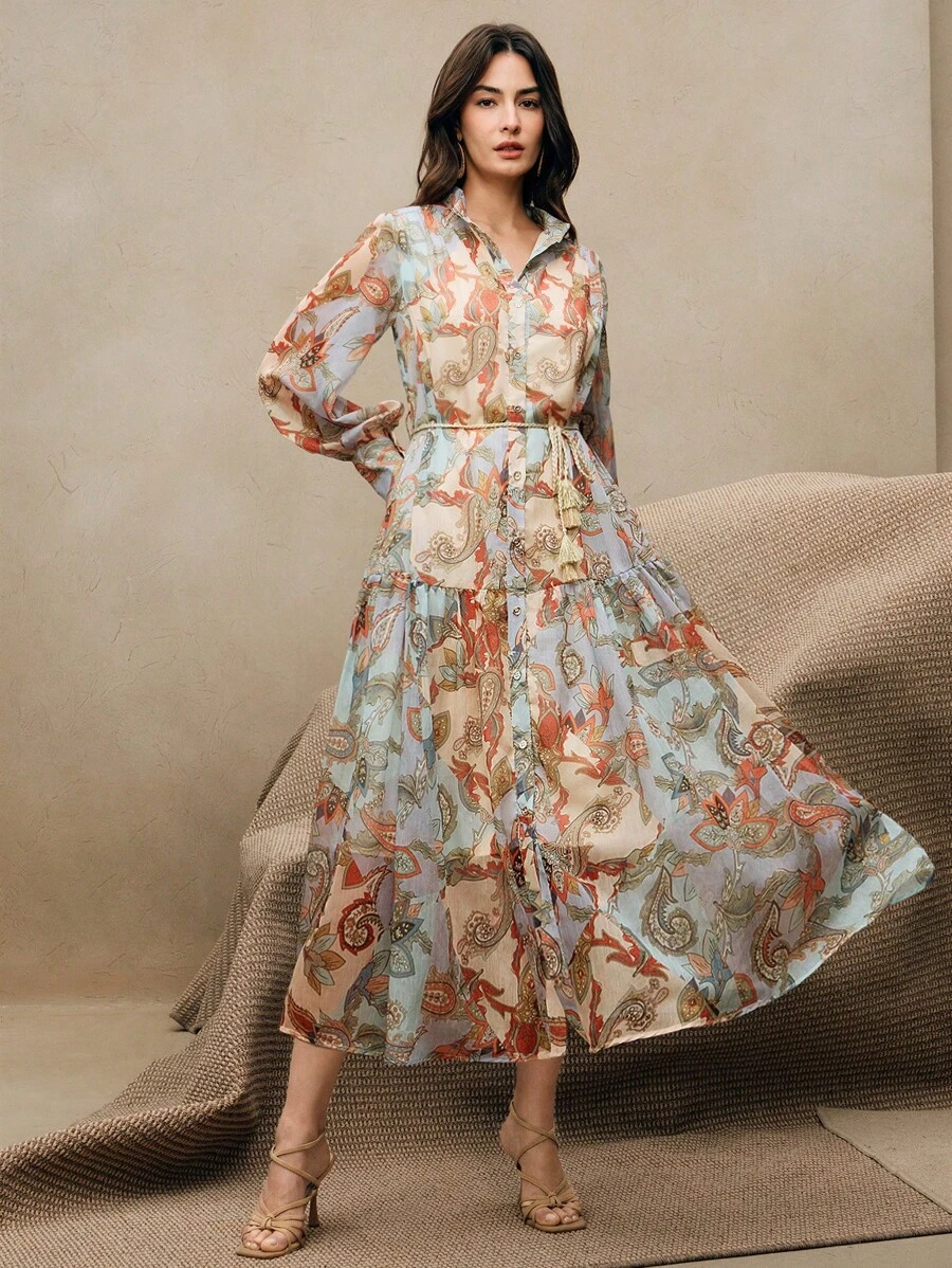 Anewsta 优雅、休闲、节日风格女式花卉印花长裙，春夏季