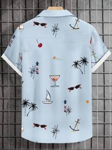 Manfinity RSRT Camicia casual a maniche corte da uomo con stampa tropicale