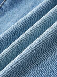 SHEIN PETITE CURVE Women Plus Size Vintage Blue Denim Wide Leg Pants