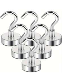 磁性挂钩，25 磅（约 11 千克）重型磁铁挂钩，适用于厨房、家庭、游轮、工作场所、办公室和车库，超强磁铁带挂钩，用于悬挂，金属磁性烧烤挂钩磁性挂钩，适用于冰箱、工具箱、储物柜 - 銀色 - 查看 12