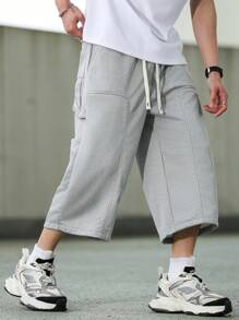 Manfinity Hypemode Pantalón deportivo casual y suelto para hombres con diseño de cintura con cordón