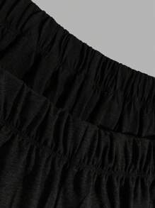 RueChic 2pcs Men's Comfortable Casual English Letter Print Pajama Set - Black - View 8