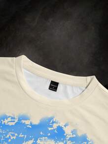 Manfinity EMRG Men's Liberty Statue Logo Print Long Sleeve T-Shirt Long Sleeve Graphic Men Long Sleeve Men Long Sleeve Graphic Men Long Sleeve T Shirt, For Fall - Apricot - View 3