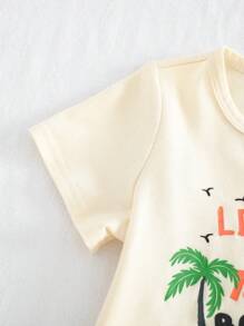 Cozy Pixies Set de 3 piezas: Camisa suave de punto con gráfico de letras para niño bebé, camiseta de punto tipo jersey y pantalones cortos con cintura elástica - Multicolor - Ver 7