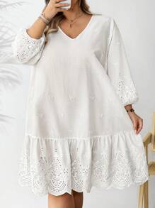 SHEIN CURVE+ Vestido casual holgado con mangas sueltas y estampado para mujer talla grande, ideal para primavera/verano o vacaciones estilo bohemio