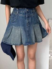 DAZY Tween Girl Denim Mini Skirt, Summer, Back To School - Blue - View 4
