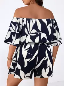 SHEIN LUNE 大码女式休闲印花露肩连体裤