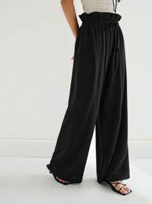 Maija 2025 Spring/Summer New Arrival Casual High-Waisted Pleated Black Comfortable Women's Pants, Suitable For Music Festivals, Beach Trips, Everyday Casual, Romantic City Vacation, Suitable For Outings, Gatherings, Weddings, Guests, Vintage Style, Graduation Season