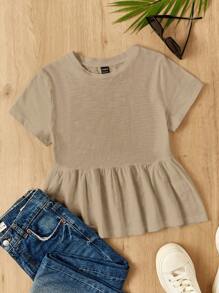 SHEIN EZwear 休闲简约咖啡棕色针织女式T恤 - 咖啡棕 - 查看 7