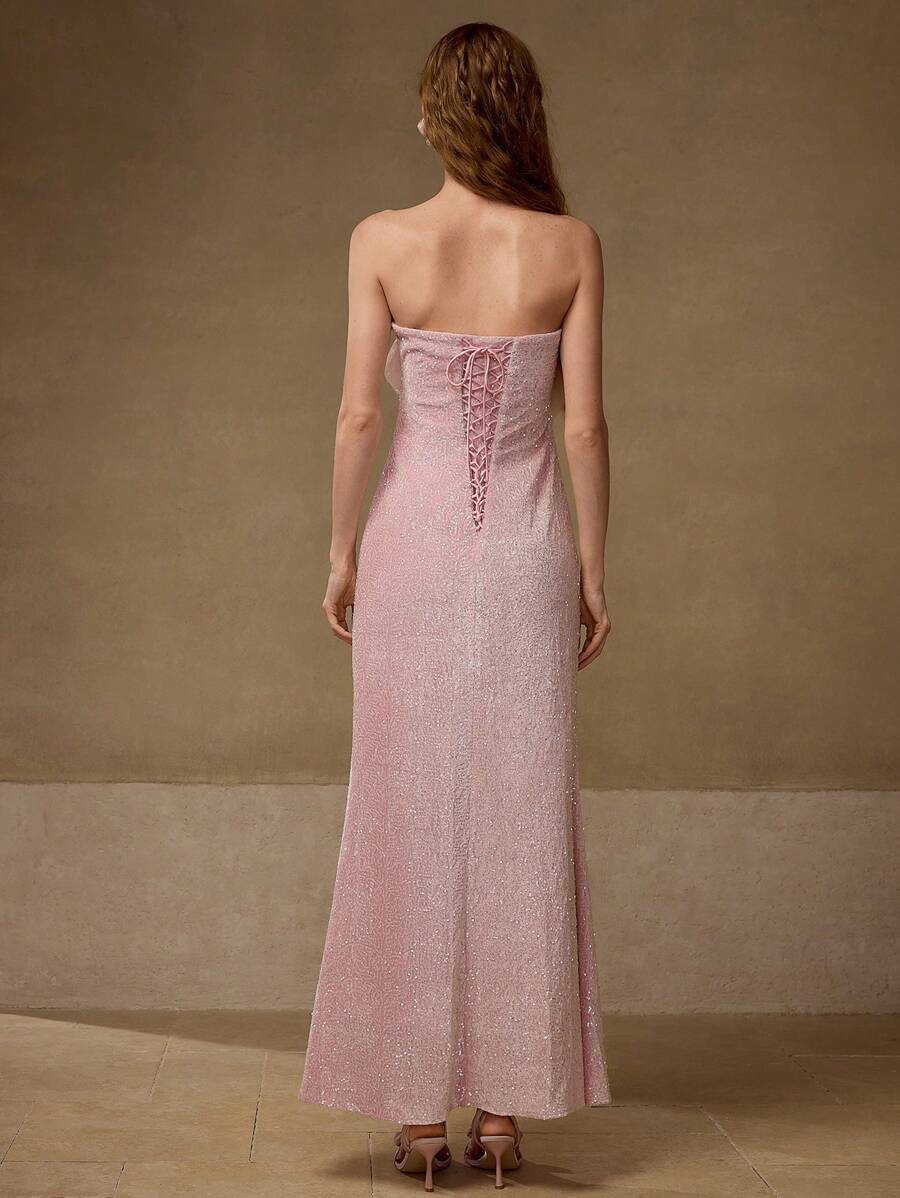 MOTF PREMIUM SEQUIN STEREO FLORAL TUBE DRESS - Pink - View 2