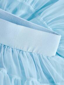 Sparklyn 女婴优雅可爱浅蓝色薄纱泡泡裙，公主派对裙，适合生日、户外活动、节日、春夏 - 淺藍色 - 查看 4