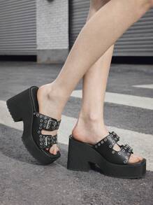 Sugerpunk Summer Fashion Adjustable Buckle Thick Bottom Platform Wedge Sandals