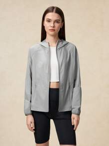 OutZeal WeatherProof-Air Water-Resistant UPF50+ Featherlight Breathable Hooded Jacket Women For LightRain With Zipper Pockets Athletic Workout Running