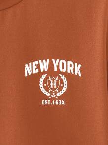 2pcs/Set Young Boy Graphic Letter Printed Color Block Round Neck Tee And Patch Pocket Shorts For Summer - Orange - View 8