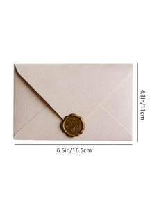 SHEIN 1 Busta di carta monocromatica e 1 adesivo sigillo ceralaccato, busta multifunzione vintage per scuola e ufficio per il rientro a scuola