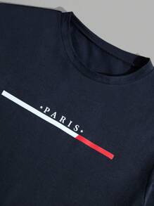 RueChic Men Cottonline Paris Printed Regular T-Shirt & Short Set - Black - View 4