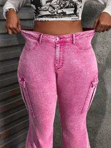 Slaydiva Quần Jeans Nữ Cỡ Lớn Quần Ống Loe Co Giãn Ôm Sát Quần Legging Xanh Quần Legging Giáng Sinh Quần Jeans Denim Quần Nữ Cao Quần Ống Loe Quần Nữ Cao Quần Jeans Denim Quần Jeans Nữ Cao Quần Jeans Loe Nữ Quần Jeans Cargo Quần Jeans Co Giãn - Hồng - Xem 3