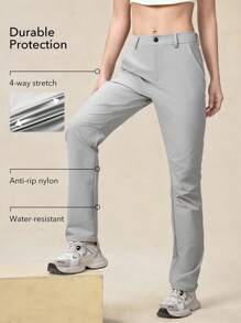 OutZeal 弹力防水修身徒步裤，女款，多口袋，防撕裂尼龙材质，弹簧设计 - 淺灰色 - 查看 2