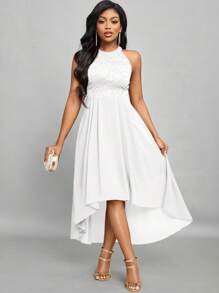 SHEIN Lady Abito da ospite di matrimonio con linea vita segnata e orlo asimmetrico, alla moda per la donna