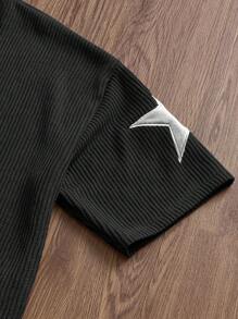 Manfinity VCAY Herren gestricktes lässiges weites Kurzarm T-Shirt, modische Alltagskleidung für Jüngere, Sommer - Schwarz und Weiss - Übersicht 4