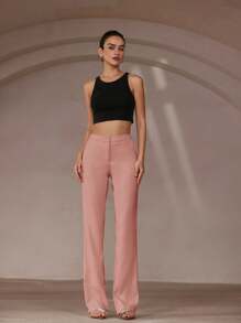 Aveloria Modichic Sexy Young Lady's Low-Rise Wide-Leg Suit Pants, Style - Watermelon Pink - View 4