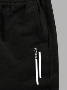 RueChic Men Cottonline Letter Printed Regular T-Shirt & Pants Set - Black - View 5