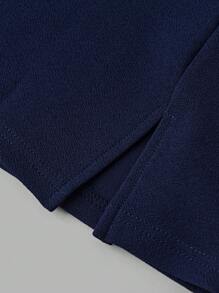 Sparklyn 2pcs/Set Teenage Girls Elegant Casual Striped Chiffon Patchwork Shirt Blouse And Black Skinny Flared Pants Set, Spring & Autumn - Royal Blue - View 10