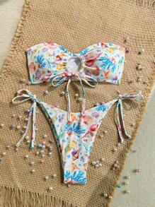 Swim Mod All-Over Print Bikini Swimwear Set For Vacation & Beach - Multicolor - View 5