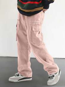 Manfinity Roghcode Quần Cargo Túi Vạt Rộng Cho Nam - Hồng - Xem 7