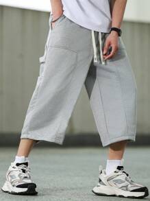 Manfinity Hypemode Pantalón deportivo casual y suelto para hombres con diseño de cintura con cordón