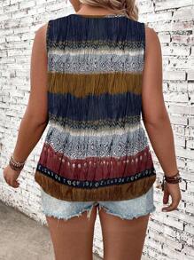 EMERY ROSE Plus Size Women's Colorful Striped & Printed Wide Strap Tank Top Graphic Tees Women Tops - Multicolor - View 2