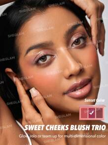 SHEGLAM Paleta De Rubores En Polvo De 3 Colores Sunset Cruise De Sweet Cheeks Blush Trio No Se Desvanece, Multiusos, No Grasoso, Con Brillo, Ligero, Aterciopelado Y Suave, Colorete , Navidad, Invierno, Rosa, MarróN, Morado, Rosa Blush GraduacióN CumpleañOs Vacaciones Verano OtoñO Y2K Elegante Moda Mujeres Maquillaje CosméTico Fiesta Playa Viaje Camping Aire Libre Escuela Campus ExcursióN Festivales DecoracióN Regalo Presente Rosa Chica Cosplay Mejor Color Encanto Vibra