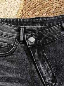 Soleia Shorts vaqueros para mujer, shorts ajustados casuales de vacaciones, shorts occidentales de verano de estilo rave festival Y2K negros para shorts negros de verano, shorts vaqueros para mujer, shorts de culo alto de cintura alta - Negro - Ver 8