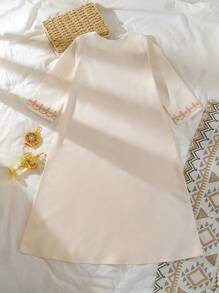 SHEIN Tween Girl Bohemian Print Robe Dress - Apricot - View 2