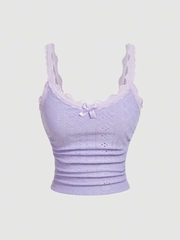 SHEIN MOD Curea din dantelă decor cu fundă cu talie fânanșă din tricot jacquard
