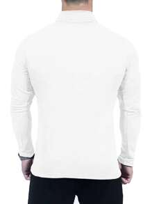 Manfinity Dauomo Camiseta de manga larga casual con cuello alto y cremallera delantera para hombres, lisa