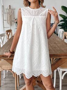 EMERY ROSE Women's Sleeveless Solid Color Mini Dress, Minimalist & Fashionable, Suitable For Summer