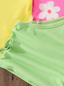 SHEIN 4pcs Young Girl Colorful Floral Soft Knit Macaron Color Casual Tank Top,Cute & Casual & Vintage Tank Top, For Spring, Casual & Daily Wear & School