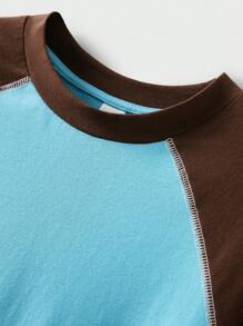 JNSQ Nouveaux sweats à capuche décontractés à manches longues pour enfants, pulls blocs de couleurs à col rond avec imprimé graphique de lettres pour enfants